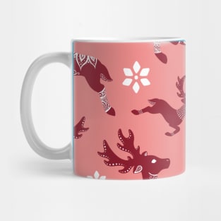 Red Christmas Reindeer Pattern Mug